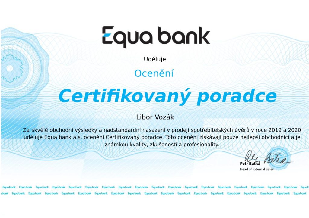 Libor Vozák - EQB certifikát 2019-2020
