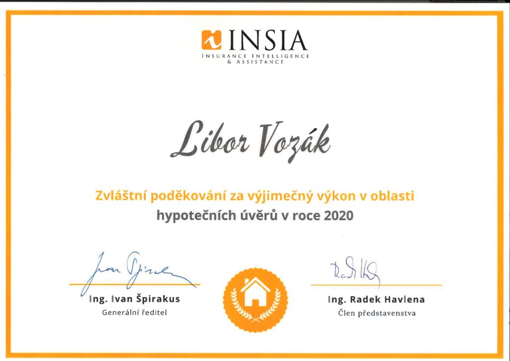 Libor Vozák - INSIA poděkování 2020